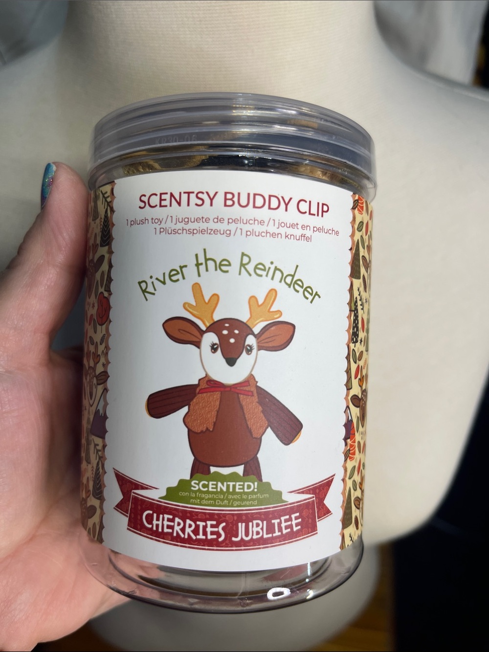 Scentsy Buddy Clip - River the Reindeer in Brown, Red, Cream comes scented
